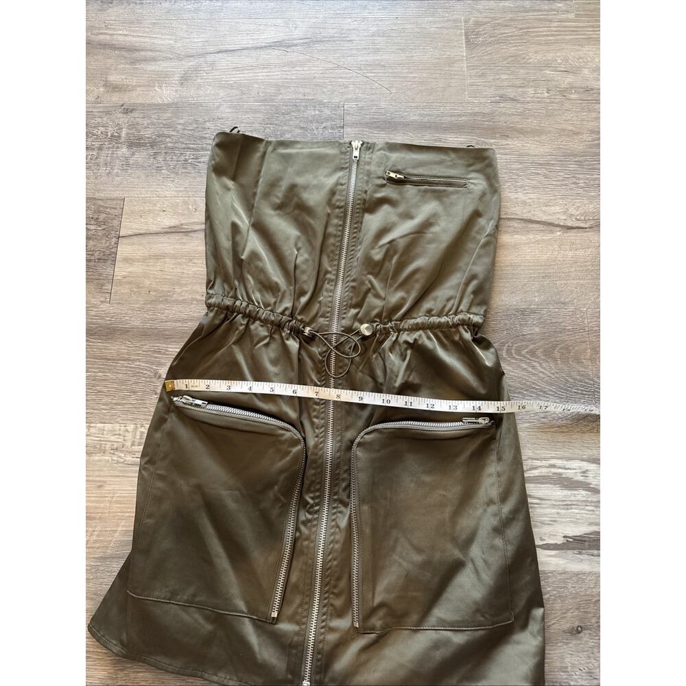 NWT Zara Size S Dark Khaki Strapless Dress Brand New With Tag - Picture 6 of 8